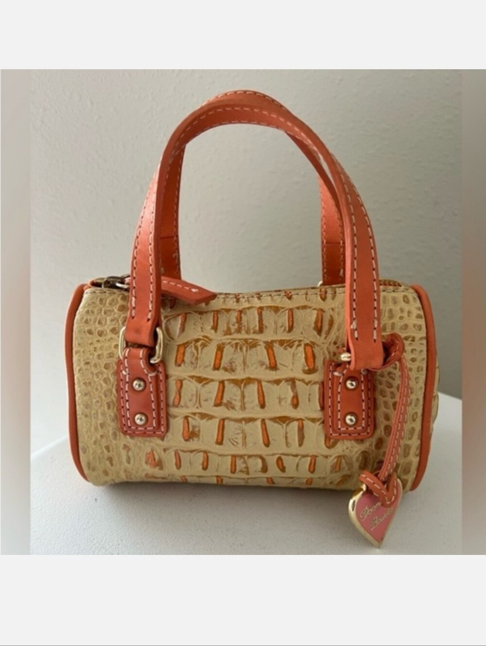 Dooney & Bourke Vintage Orange-Trim Croc Embossed Mini Satchel